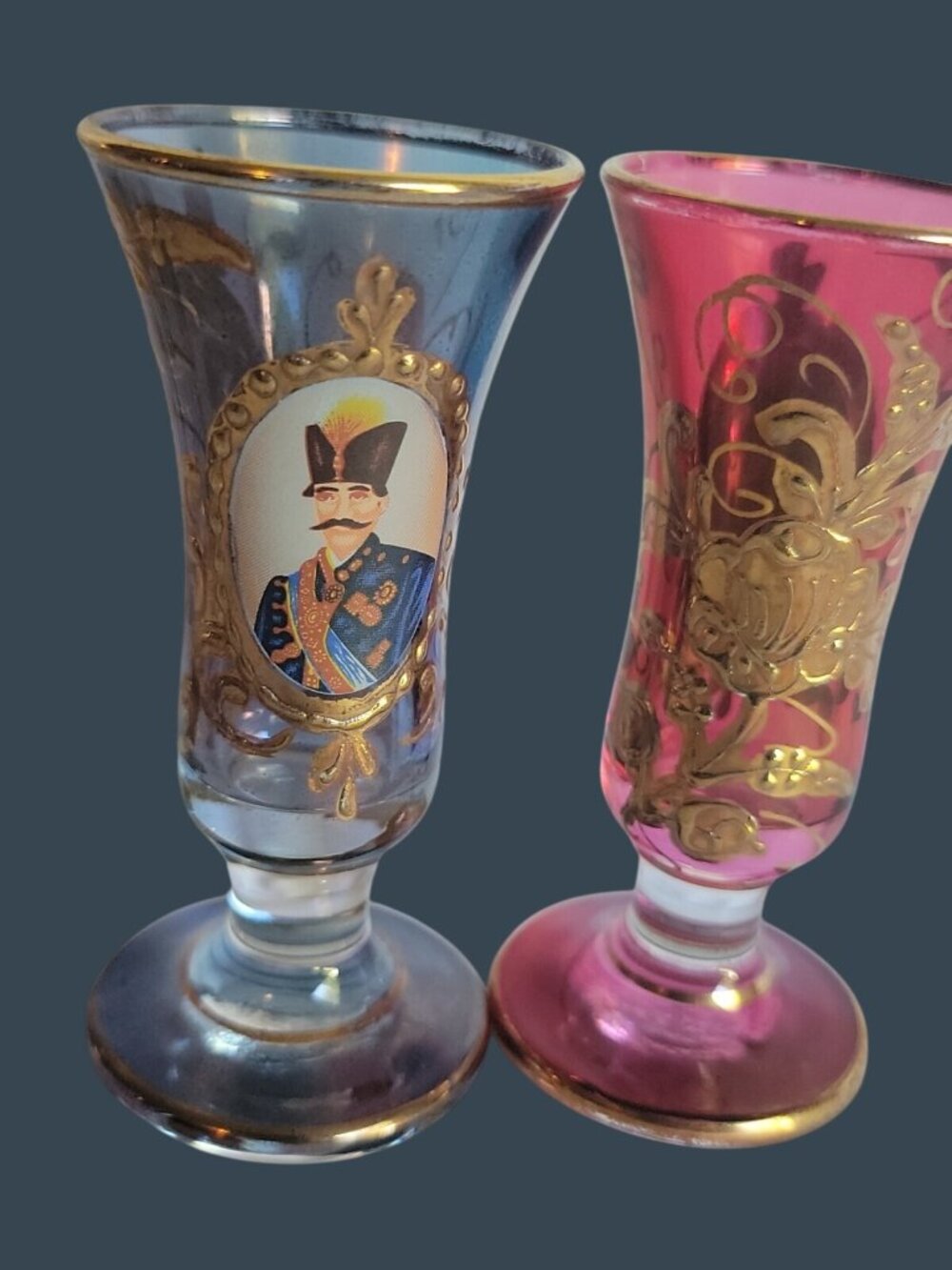 3 Vtg Persian Qajar Naser al-Din Shah Cordial Shot Glasses Villa Handy Crafts - Picture 16 of 16
